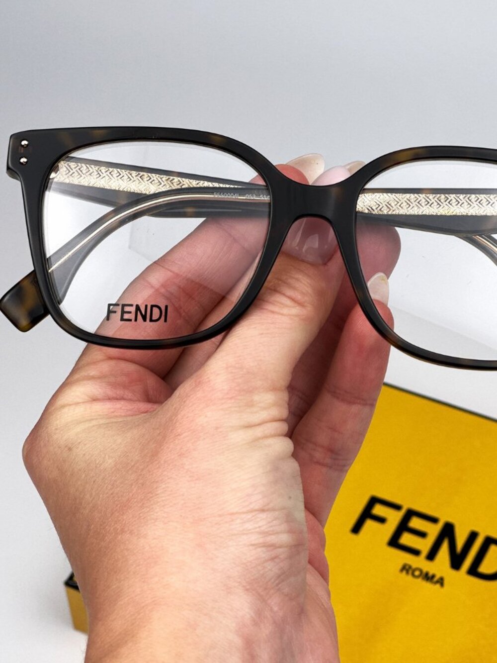 FENDI FE50004I 052 DARK HAVANA SQUARE WOMEN EYEGLASSES